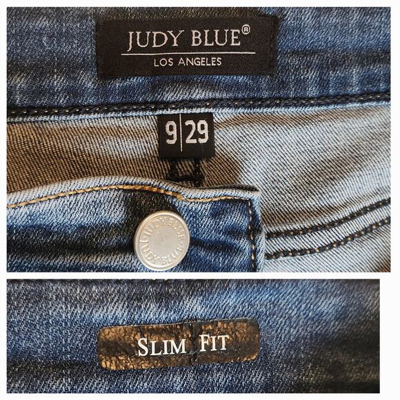 Judy Blue size 9/29 Slim Fit Tapered Leg, mid rise with 29.5" inseam - Picture 3 of 10